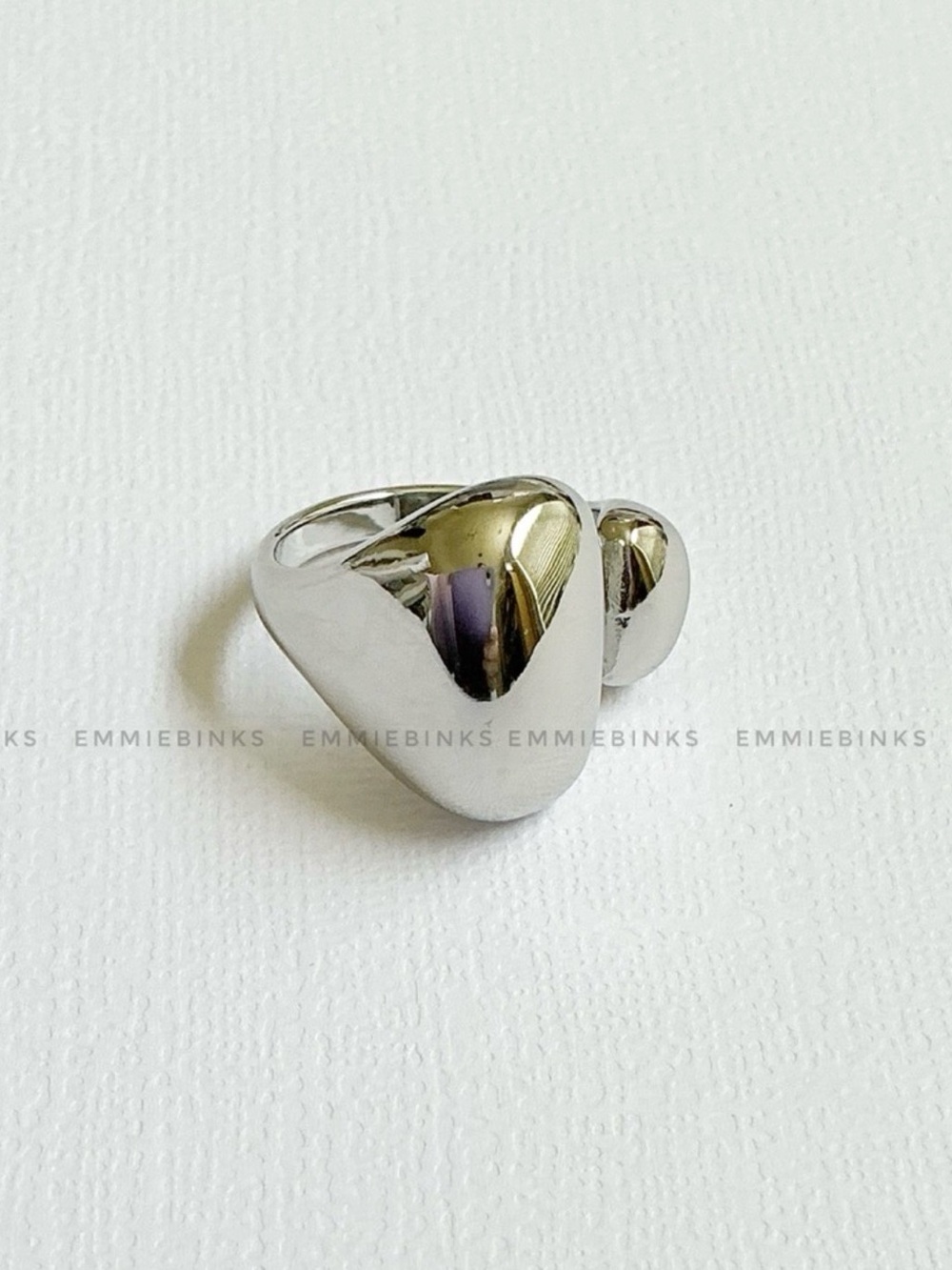 New Anthropologie Silver Molten Metal Monochrome Luxury Statement Ring